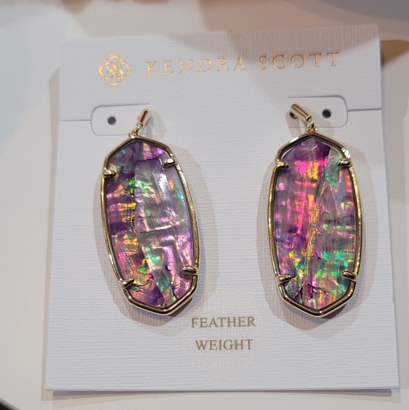 NWT KENDRA SCOTT FACETED ELLE EARRINGS GOLD PURPLE MULTICOLOR - Picture 4 of 8